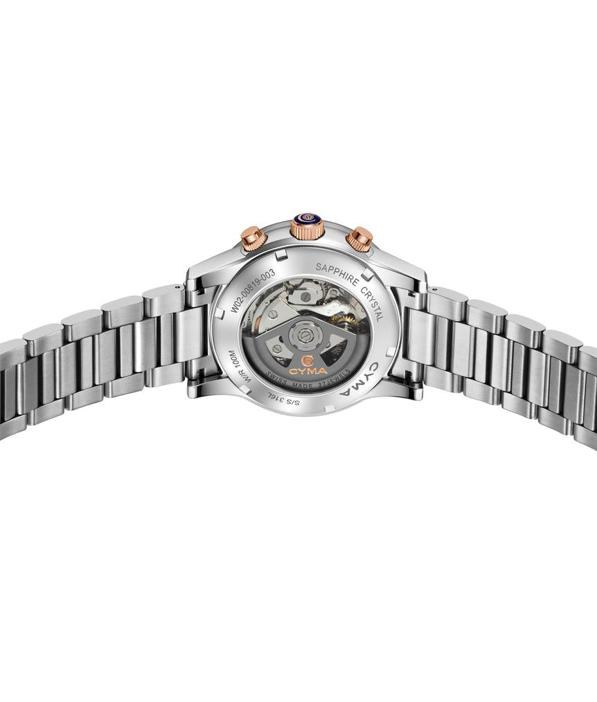 Cyma Grand Maestro Steel Cross Collection 42mm Dark blue Sunray Dial Silver Steel Bracelet