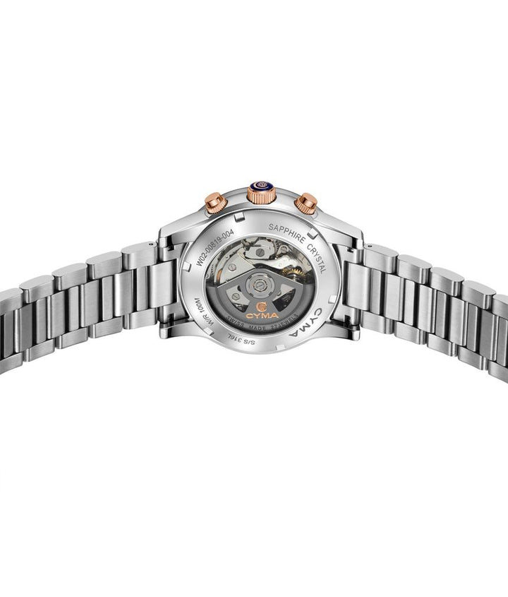 Cyma Grand Maestro Steel Cross Collection 42mm Black Sunray Dial Silver Steel Bracelet
